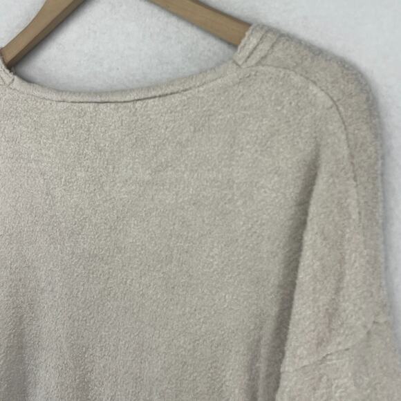 BAREFOOT DREAMS Sweater Womens L Cozy Chic Lite Plush V-Neck Pullover Beige - Picture 7 of 14